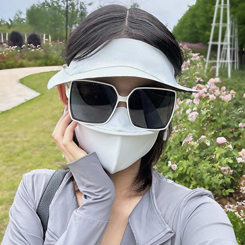 *黑胶弯帽檐*防晒脸基尼遮阳面罩全脸口罩冰丝开车骑行防紫外线女
