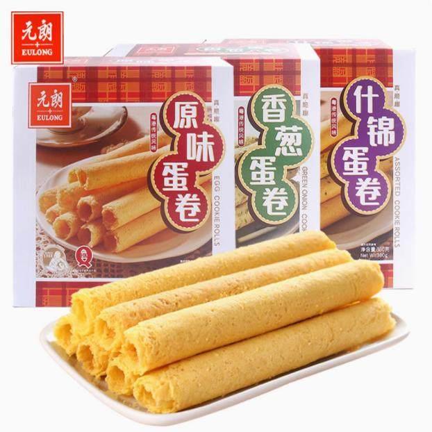 香葱蛋卷元朗蛋卷王原味香葱味什锦鸡蛋卷380g酥饼干糕点广东