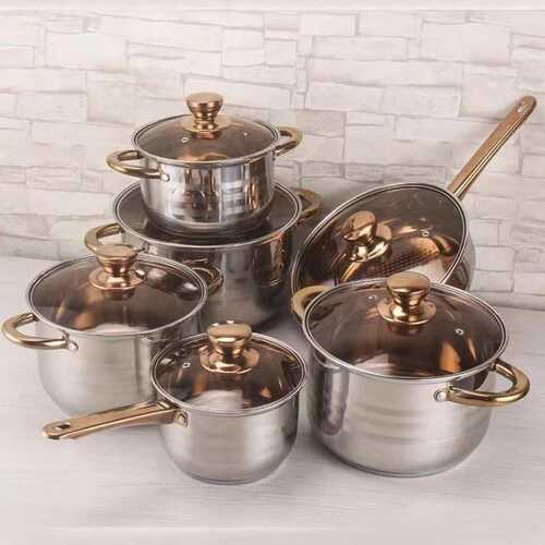 锅具套装加厚复底12件套装锅单柄奶锅双耳汤锅cookware pots set