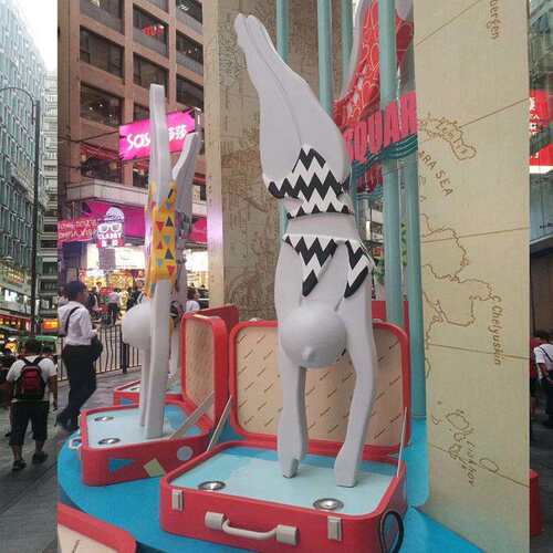 厂家供应玻璃钢商业街DP点IP美陈雕塑 街区景观装饰造型雕塑