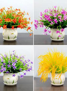 彷真绿色植物盆栽室内花艺造景小植物客厅假花电视柜桌面卧室摆饰