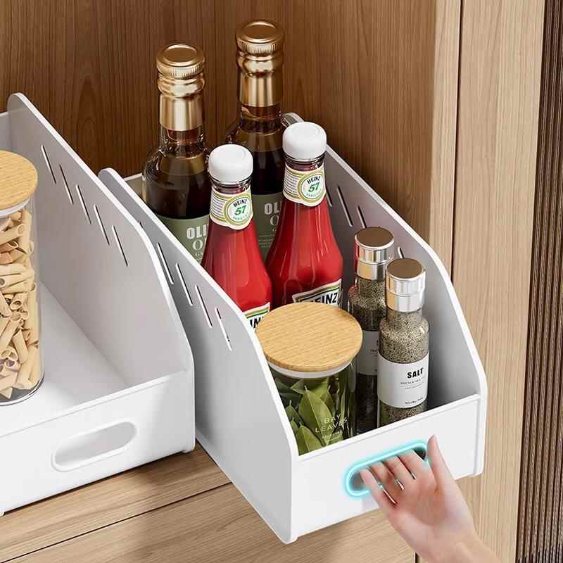 橱柜收纳盒家用厨房调料置物架塑料杂物整理篮大号桌面零食储物筐