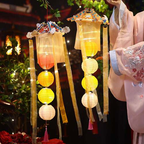 元宵节灯笼2026新款儿童手工材料包古风汉服户外手提花灯挂饰