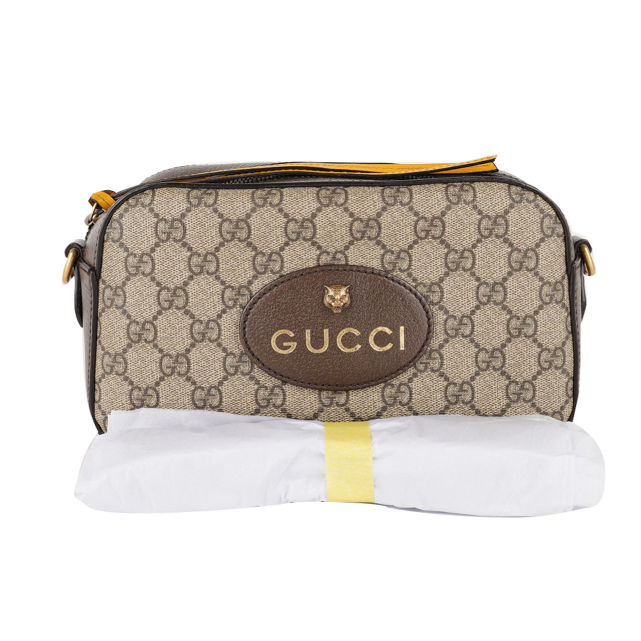 [9.9新]古驰GUCCI中性棕色印花虎头相机包KY042参1.1w