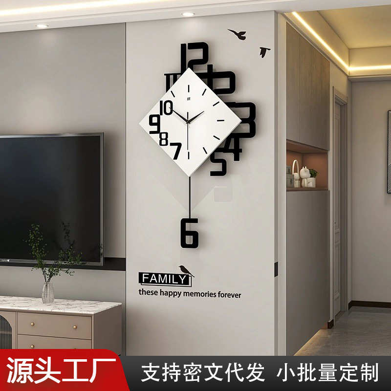 钟表个性数字时钟时尚欧式客厅挂钟木质创意装饰挂表石英爆款外贸