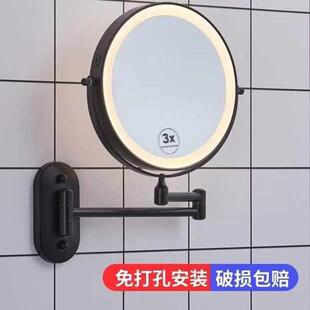 LED美容镜壁挂化妆镜浴室卫生间折叠镜子可放大双面伸缩镜usb插电