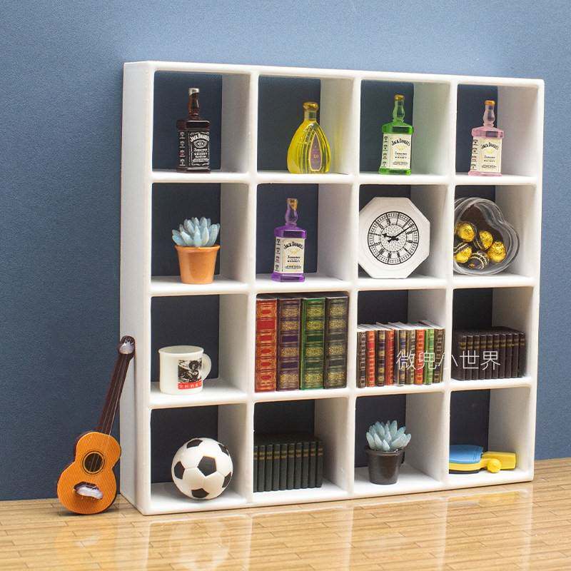 娃娃屋迷你书柜dollhouse微缩展示架bjd袖珍家具置物架ob11酒柜