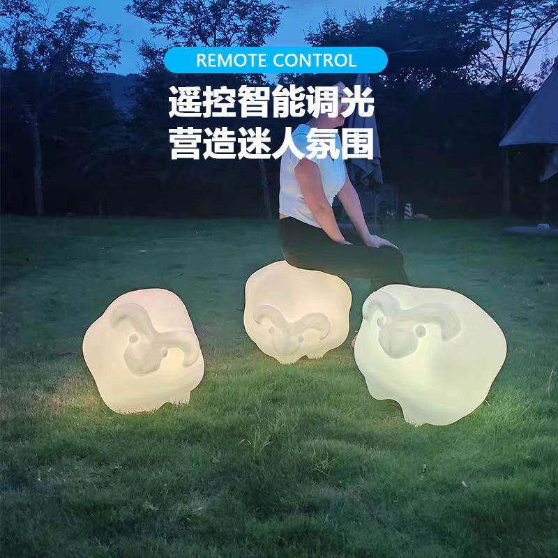 绵仿真发光灯户外草坪摆件公品园草坪雕塑园林羊景观动SJ240807物