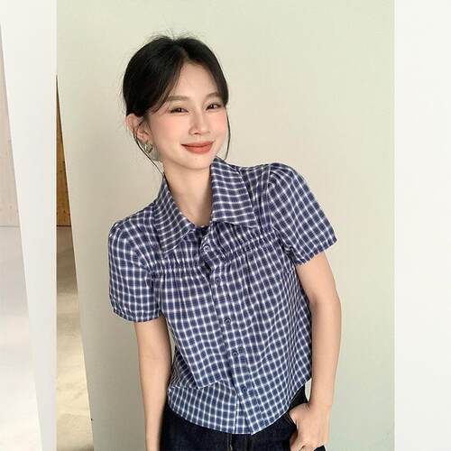 Womens Plaid Print Button Front Shirt Casual Button Down