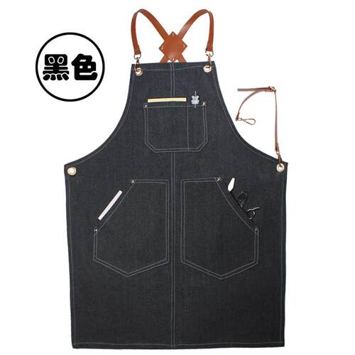新款高上级牛围裙班师专用男士理发咖啡奶茶仔店园艺女工作服定制