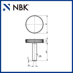 NBK 带垫 外螺纹圆形钢材质 机械配件零件数控机床 KUPM滚花旋钮