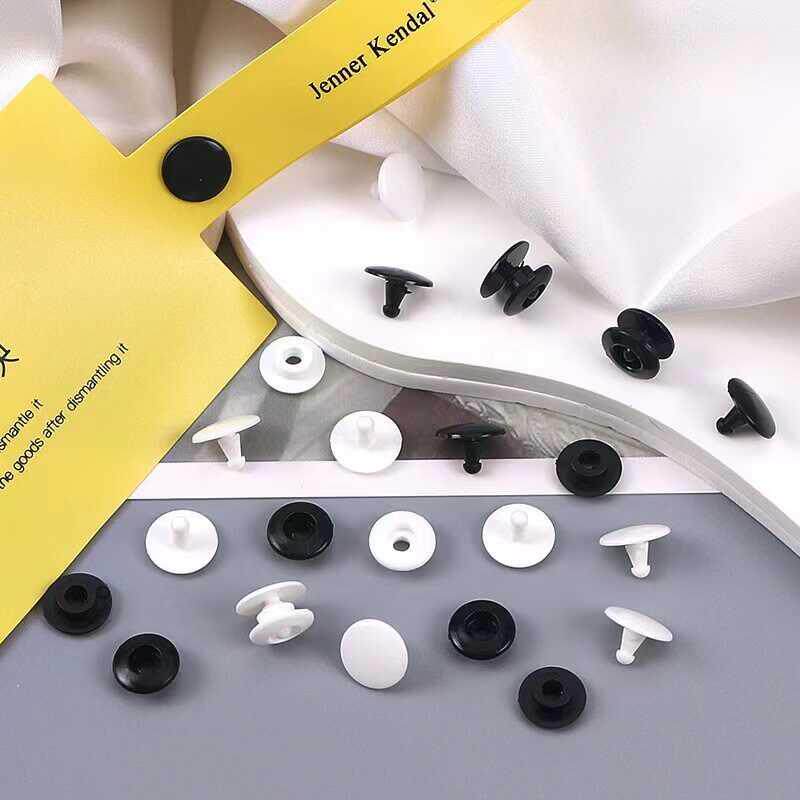 塑料防拆二合扣一次性按吊牌标签扣塑胶扣子黑白色卡扣固定扣防护