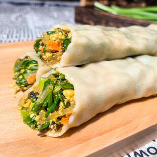 新疆包邮菜龙北方特色素三鲜韭菜鸡蛋卷饼薄皮馅饼素馅饼早餐半成