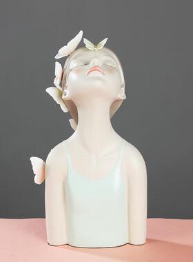 树脂创意可爱小女孩摆件酒店展厅客厅装饰简约人物家居现代手工