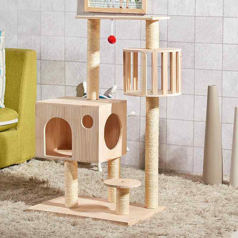 正品多包猫邮中型实木猫省爬架剑麻猫窝小猫房子猫抓柱玩具宠物用