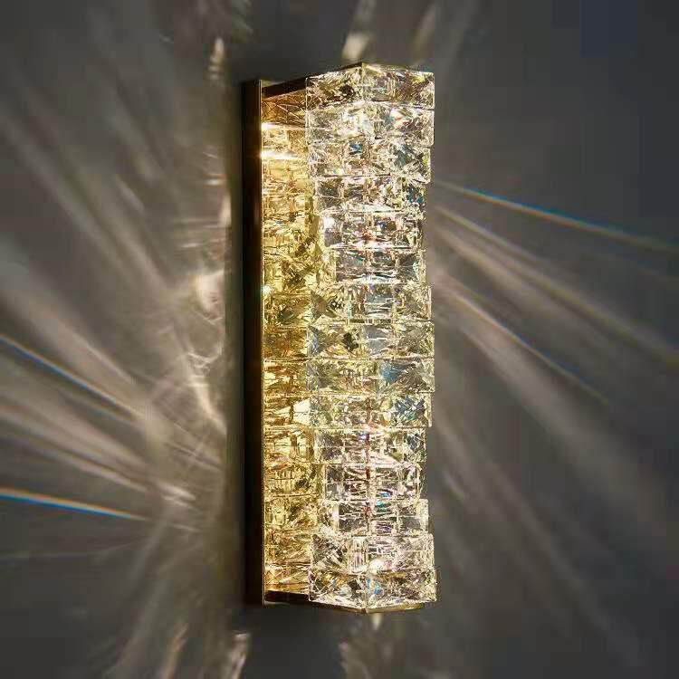 厂家直销简约现代轻奢客厅水晶壁灯房间卧室床头长条过道灯