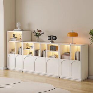 实木书柜带柜门防尘落地柜客厅收纳柜储物柜一体格子柜多层置物架