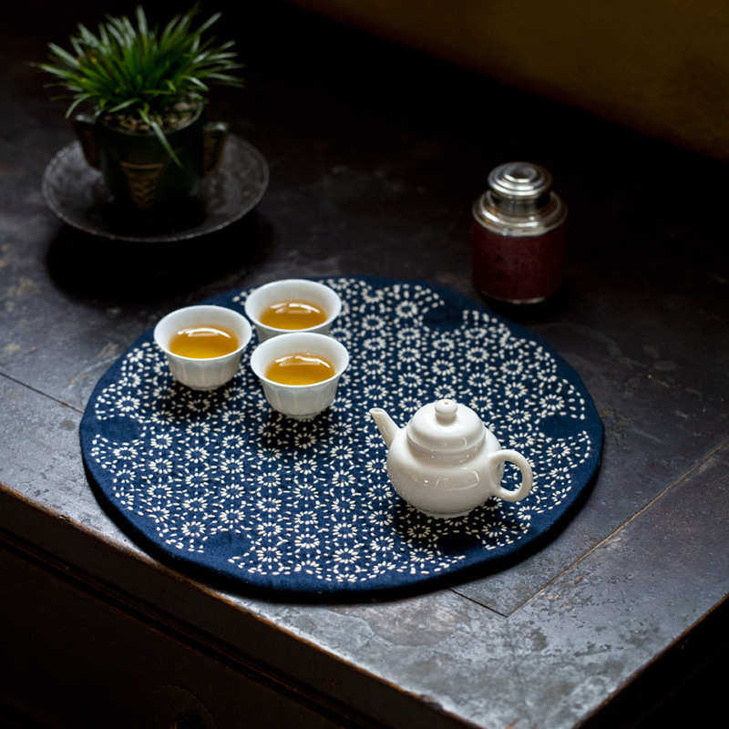 禅艺堂复古老土布刺子绣茶垫手工布艺隔热香道席茶席禅艺茶道配件,餐饮具,茶具礼盒,淘宝优惠券,粉丝福利购,淘宝优惠卷