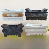 青石黑灰香炉天然大理石头白色大理石石雕墓园祭祀花瓶长方形墓碑