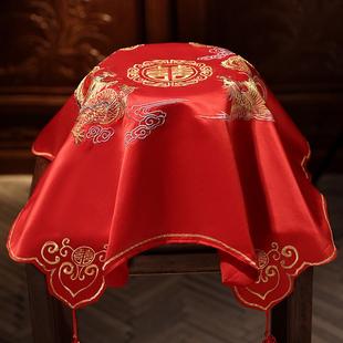 中式 红盖头流苏结婚盖头红色刺绣龙凤秀禾服古代喜帕 新娘2024新款