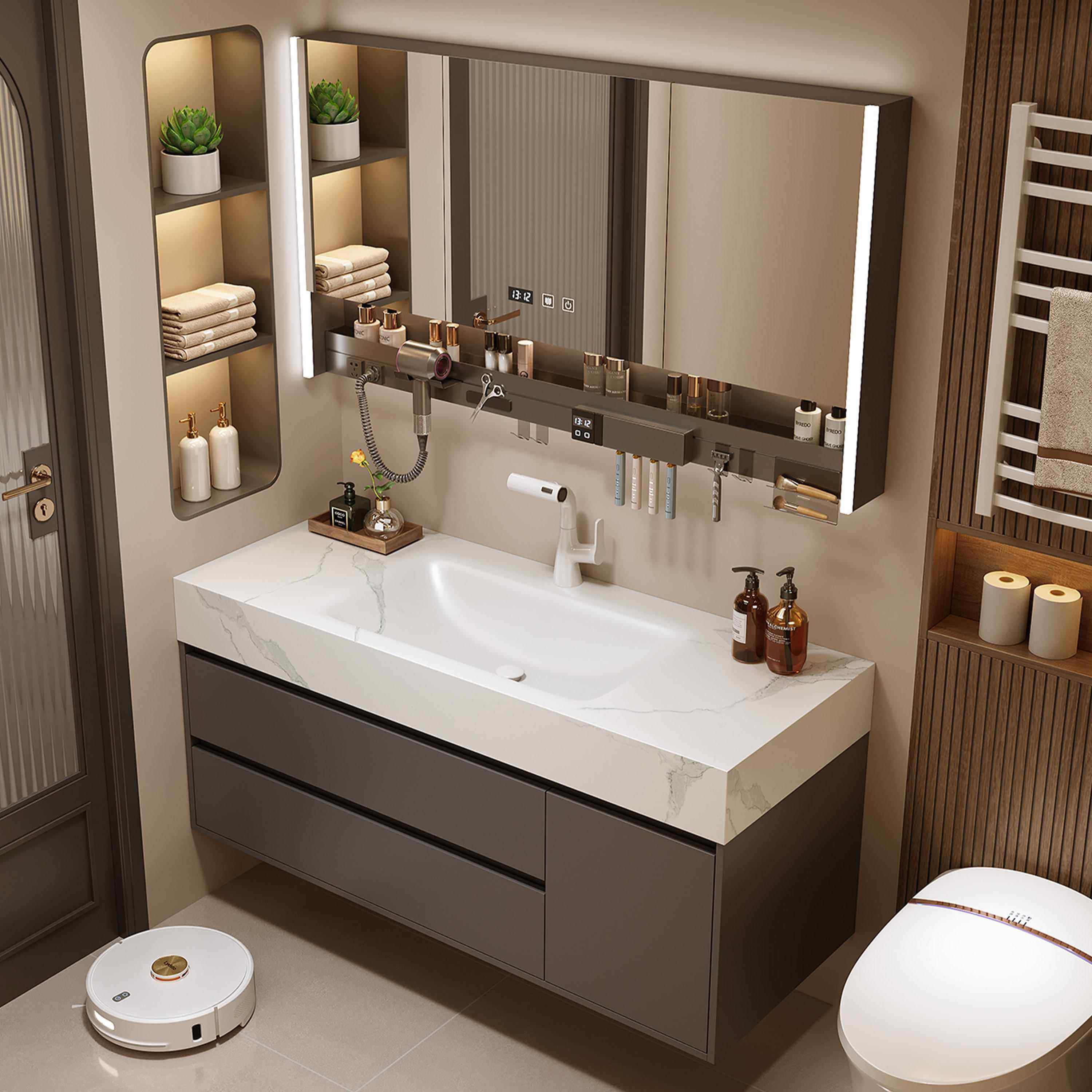 岩板热弯一体盆2025新款浴室柜组合卫生间陶瓷洗手脸池台洗衣洗漱,家装主材,浴室柜组合,淘宝优惠券,粉丝福利购,淘宝优惠卷