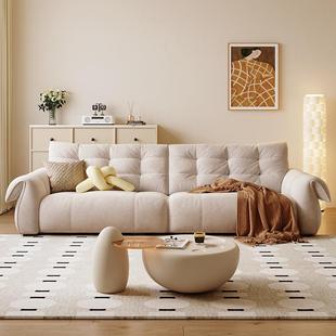 夏邦抓猫布艺0沙发客朵厅2WIT25新款 小户型奶油风云直排高靠背布