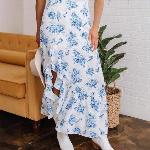 Dress Skirt Womens Elegant Floral Print Spring High-Waisted