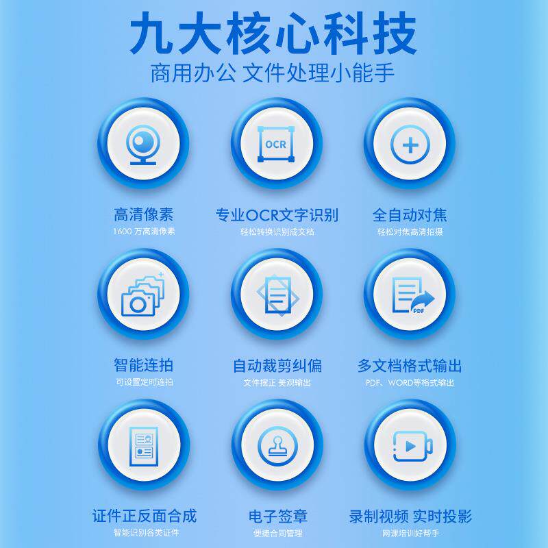 科密GP1200AF高拍仪 1600万高清像素在线升级扫描仪OCR识别A4文件