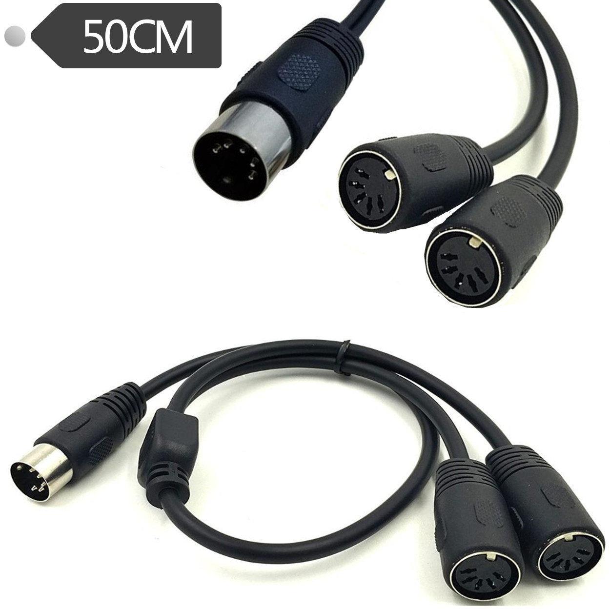 一分二音频MIDI5芯 5Pin Din 公转2个 5 Pin Din 母孔连接线0.5米