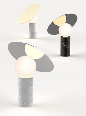 中山工厂直销大理石轻奢台灯床头灯卧室现代高级感装饰黑色主卧简