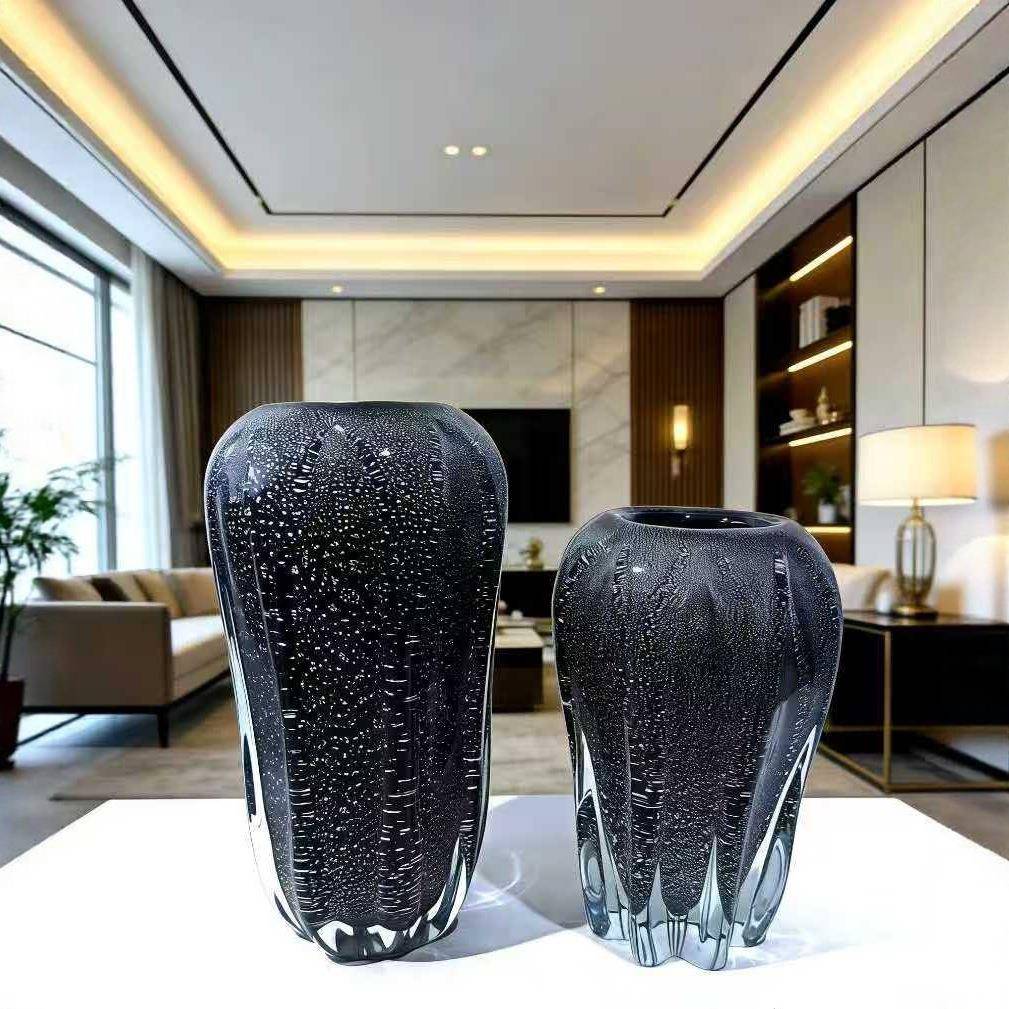 现代家居摆饰花瓶摆件客厅插花轻奢样板间氛围感软装餐桌玻璃花器