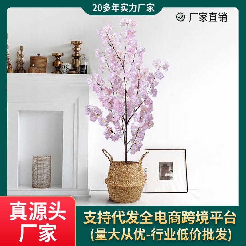 跨境热款樱花树仿真花树盆栽商场室内橱窗装饰许愿树假樱花树