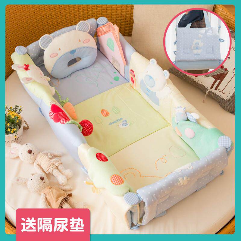 韩式便携婴儿游戏床 可折叠初生儿中床 防压设计