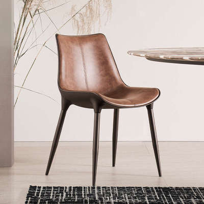 FOMIX意式极简皮餐椅靠背椅北欧高端设计师简约轻奢家用餐桌椅子