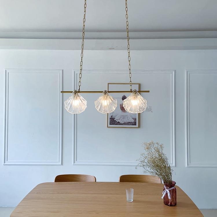 北欧创意清新玻璃三头玻璃餐吊 日式后现代简约贝壳民宿餐厅吊灯