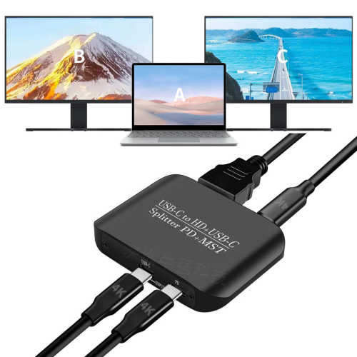 4K60TYPE-C转HDMI+TYPE-C支持异显同显支持PD供电Splitter MST/PD