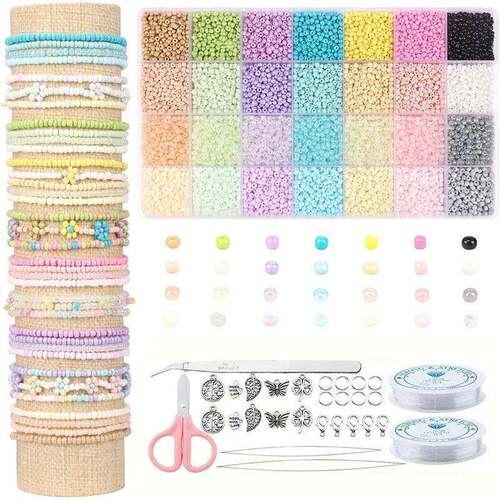 3mm Macaroon Color Series Glass Seed Beads Kit With Metal Je