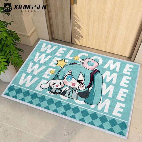 初音未来Miku联名三丽鸥防滑好打理德芙绒地垫子卫生间浴室脚垫子