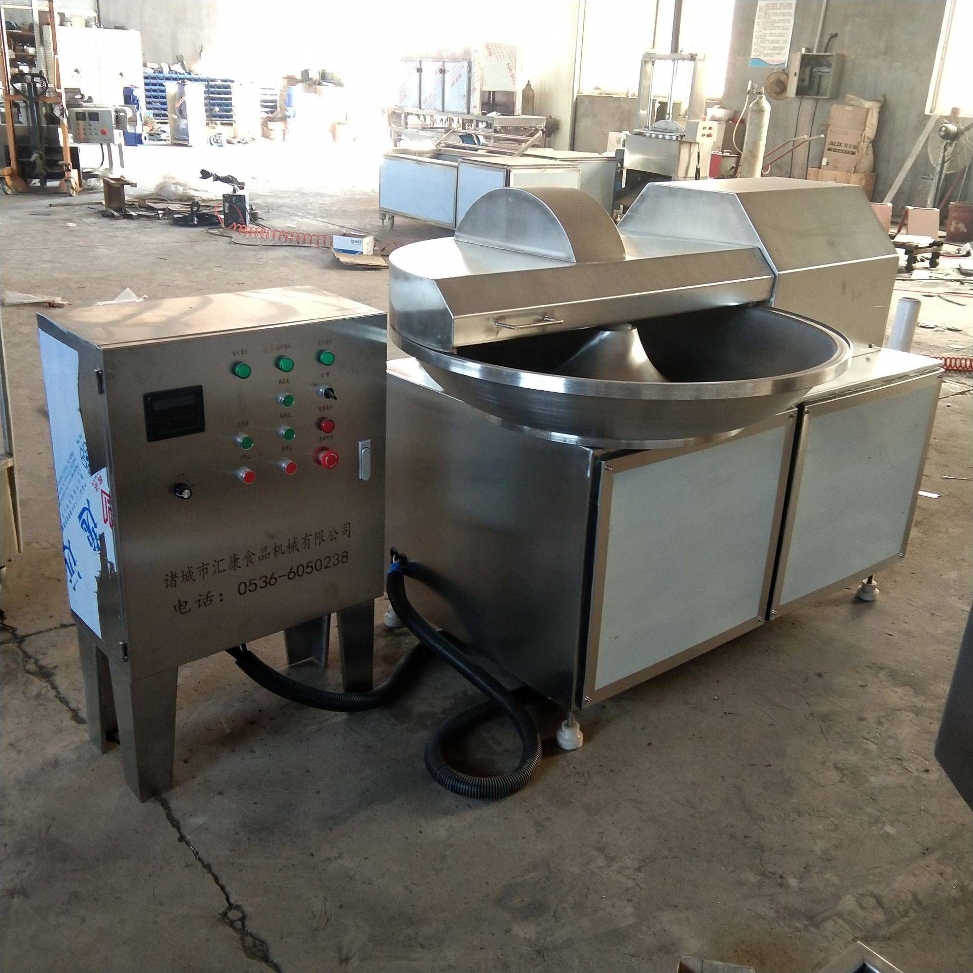 羊肉馅料斩拌机速旋转式香肠料斩泥机自动出料鱼肉肠切斩机