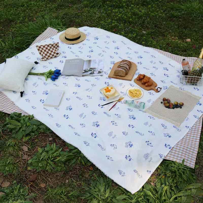 美作元素郊游餐垫清新花田刺绣NQP朵春游户外草坪野露营防园潮便