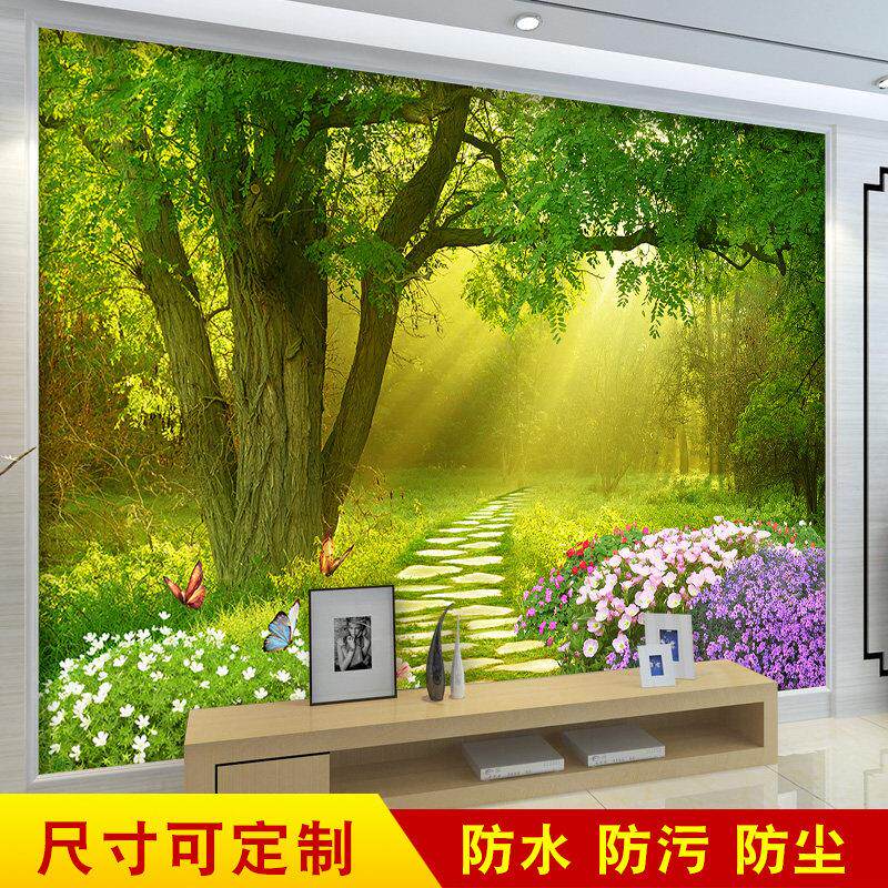 壁纸壁纸自粘电视背景墙贴画 画一整张直播沙发大自然风景墙壁画