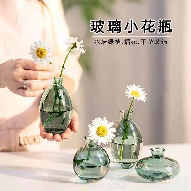 迷你小玻璃瓶简约网红玻璃小花瓶高级精致小口径桌面水培鲜花插花