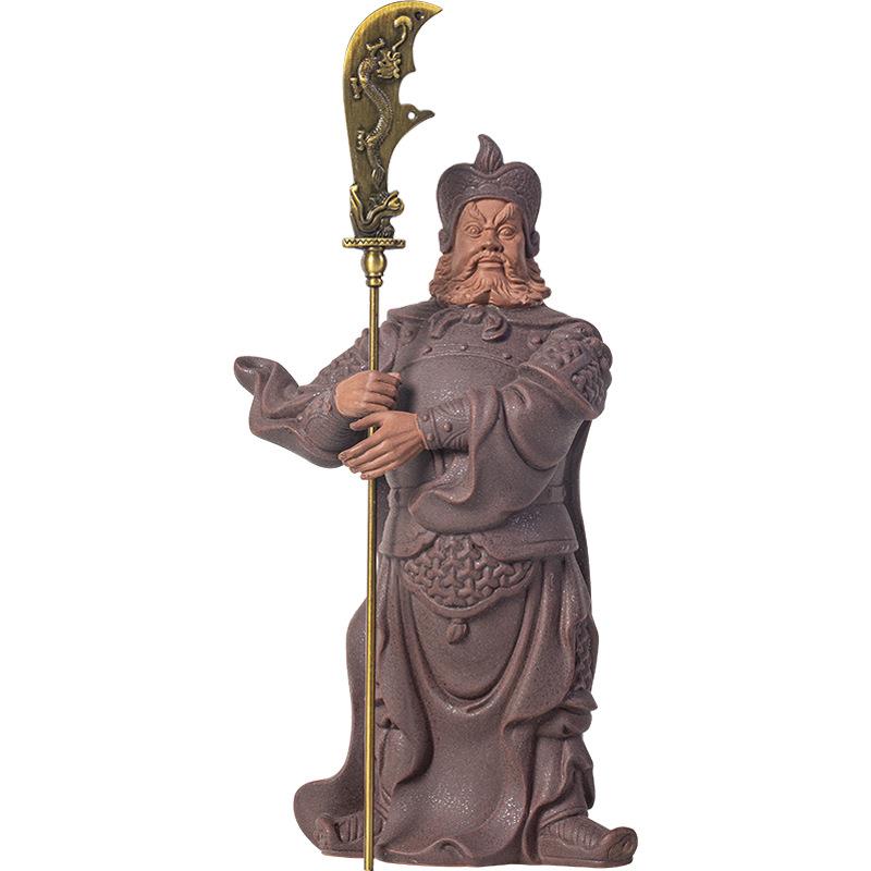 历史三国武将关羽夜读春秋关平周仓摆件中式书房博古架装饰摆设
