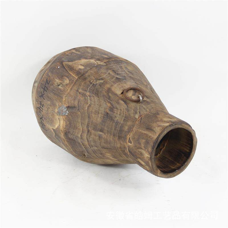 厂家销售侘寂风美式古典木质花瓶花盆酒店客厅玄关插花艺装饰摆件