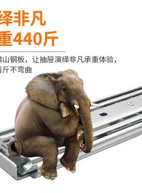 7重宽带TLA锁工业型轨加厚房车带锁滑抽屉轨6道三节轨导轨加长滑