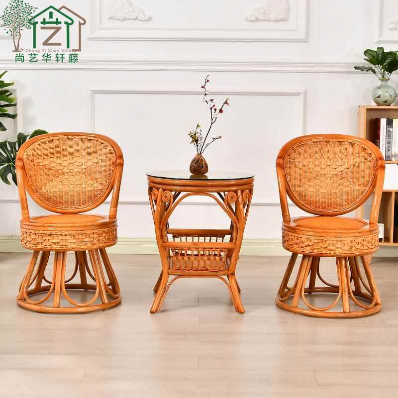 客厅藤腾椅子小几休闲阳台组藤椅真三茶件套阳台合桌椅单人靠富裕