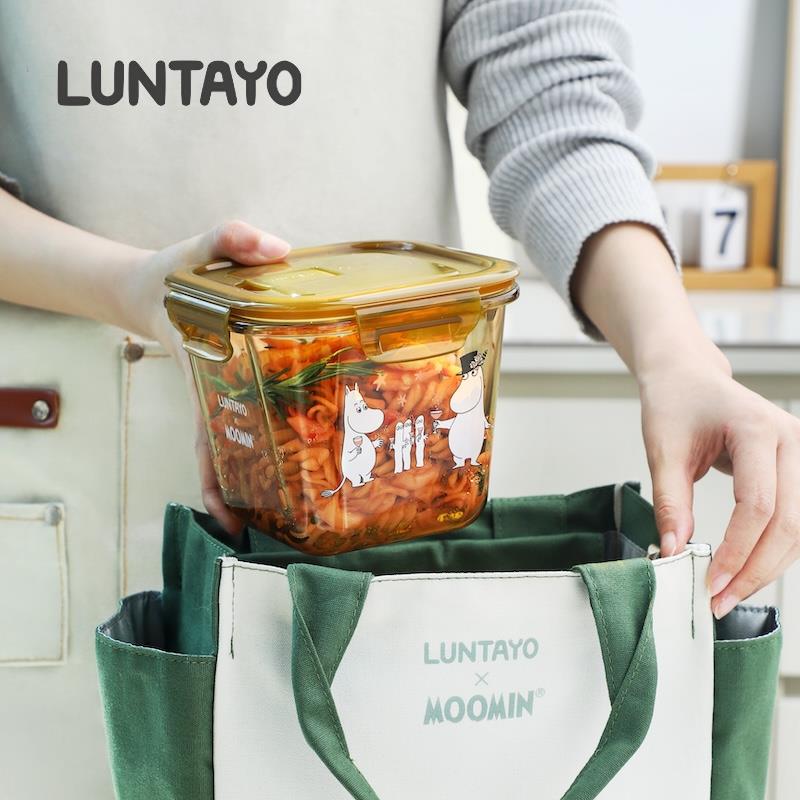 Luntayo×姆明联名限定玻璃保鲜盒可微波炉耐高温水果便当盒饭盒