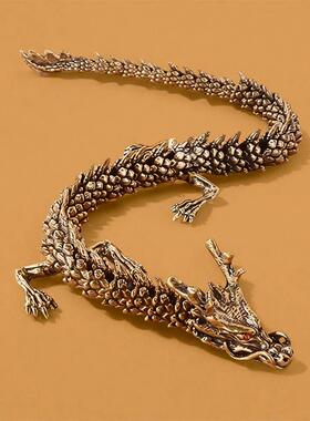 活动关节2024龙年黄铜品摆件立体过年个性客厅办公室龙饰品