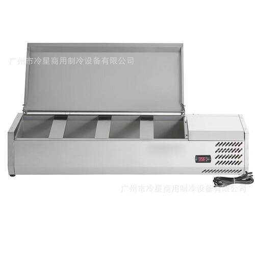 110V60hz沙拉台商用保鲜柜台式沙拉柜玻璃沙拉台披萨冷藏展示柜