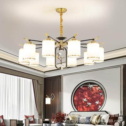 复式楼大灯别吊墅597楼高中楼客灯全铜厅中国风loft酒店大堂挑楼